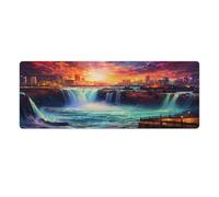 QSYFNBZL Large Gmaing Mouse Pad Psychedelic Niagara Falls at Night Extra Large Mouse Mat 30x80cm Desk Pad with Stitched Edges Durable Non Slip Natural Rubber Base
