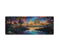 QSYFNBZL Large Gmaing Mouse Pad Psychedelic San Diego at Night Long Mouse Pads 30x80cm Table Mat Suitable for Various Scenarios Such As Work Play And Study