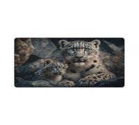 QSYFNBZL Large Gmaing Mouse Pad Snow Leopard with Cub Large Mouse Mat 40x90cm Desk Pad for Laptop Computer PC Office Cute Design Desk Accessories
