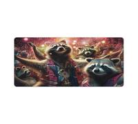 QSYFNBZL Large Gmaing Mouse Pad Starry Night Raccoon Mouse Mat 40x90cm Keyboard Desk Mat Stitched Edges Smooth Surface for Speed Control Anti Slip Base