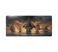 QSYFNBZL Large Mouse Mat Pirate Fleet Desk Mat Rubber Non Slip Base Waterproof And Stain Proof Suitable for PC MacBookLaptop 40x90cm