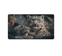 QSYFNBZL Large Mouse Mat Snow Leopard with Cub Desk Mat Rubber Non Slip Base Waterproof And Stain Proof Suitable for PC MacBookLaptop 40x75cm