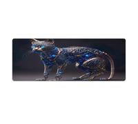 QSYFNBZL Large Mouse Pad Cyborg Nanopunk Cat Stitched Edges Mouse Pad 30x80cm Keyboard Desk Mat with Anti Slip Rubber Base Extended for Office Home