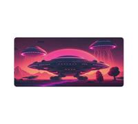 QSYFNBZL Large Mouse Pad Neon UFO Invasion Desk Pad Rubber Non Slip Base Waterproof And Stain Proof Suitable for PC MacBookLaptop 40x90cm