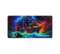 QSYFNBZL Large Mouse Pad Pirate Ship Washable Mouse Mat 30x60cm Large Desk Mat with Stitched Edges Durable Non Slip Natural Rubber Base