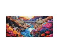 QSYFNBZL Large Mouse Pad Psychedelic Hoover Dam Mouse Mat 40x90cm Keyboard Desk Mat for Maintaining Excellent Speed And ControlNon Slip Rubber Base