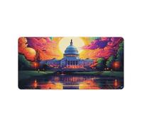 QSYFNBZL Large Mouse Pad Psychedelic Washington Capitol Building Mouse Mat 30x60cm Keyboard Desk Mat for Maintaining Excellent Speed And ControlNon Slip Rubber Base
