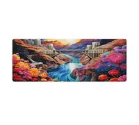 QSYFNBZL Long Mouse Pads Psychedelic Hoover Dam Extended Mouse Pad with Non Slip Rubber Base And Stitched Edge for Home Office Gaming Work 30x80cm