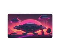 QSYFNBZL Mouse Pad Neon UFO Invasion Washable Mouse Mat 40x75cm Table Mat with Non Slip Rubber Base And Stitched Edge for Home Office Gaming Work