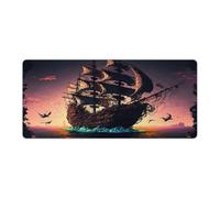 QSYFNBZL Mouse Pad Pirate Ship Colorful Waterproof Mousepad 40x90cm Keyboard Desk Mat with Non Slip Base And Stitched Edge for Gaming Office Work
