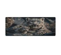 QSYFNBZL Mouse Pad Snow Leopard with Cub Mouse Mat 30x80cm Keyboard Desk Mat Anti Skid Rubber Base Soft And Durable for Office Home Computers