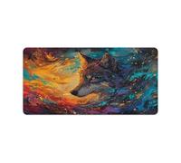 QSYFNBZL Mousepad Oil Painting Wolf Computer Keyboard Mouse Mat 30x60cm Large Desk Pad for Laptop PC Cute Office Supplies Desk Decro Accessories