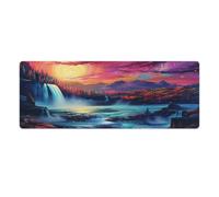 QSYFNBZL Mousepad Psychedelic Niagara Falls at Night Extended Mouse Pad 30x80cm Keyboard Desk Mat with Non Slip Rubber Water Resistant Surface for Home Office Gaming Room