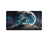 QSYFNBZL Stitched Edges Mouse Pad Astronaut Riding Motorbike Extra Large Mouse Mat 40x75cm Keyboard Desk Mat PC Office Spreadsheet Non Slip Stitched Edge
