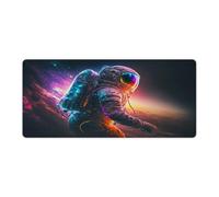 QSYFNBZL Stitched Edges Mouse Pad Astronaut Surfing The Star Extra Large Mouse Mat 40x90cm Keyboard Desk Mat PC Office Spreadsheet Non Slip Stitched Edge