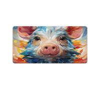 QSYFNBZL Stitched Edges Mouse Pad Colourful Watercolour Pig Computer Keyboard Mouse Mat 30x60cm Large Desk Pad for Keyboard Computer PC Gamer Desk Office