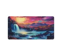 QSYFNBZL Stitched Edges Mouse Pad Psychedelic Niagara Falls at Night Computer Keyboard Mouse Mat 30x60cm Large Desk Pad for Keyboard Computer PC Gamer Desk Office