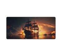 QSYFNBZL Stitched Edges Mouse Pad Sailing Pirate Ship Extra Large Mouse Mat 40x90cm Keyboard Desk Mat PC Office Spreadsheet Non Slip Stitched Edge