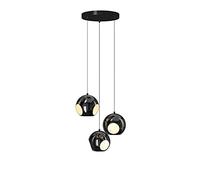 QSYJCCXD 1/3 Heads Smoky Grey Glass Hanging Lamps Fixture, Modern Glass Ball Chandelier Pendant Lighting for Dining Room Dining Table B&B Luminaire, LED Tricolor Lights Commemoration Day vision