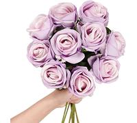 QSYJCCXD 10 Pcs Artificial Roses with Stems Real Touch Fake Velvet Silk Rose Flowers DIY Wedding Bouquets Floral Arrangements Party Home Decor