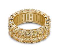 QSYJCCXD 14K Gold Double-Row Inlaid Moissanite Ring, Men's Hip-Hop Style Ring, A Dual Row Statement for Bold Personalities,Gifts for Dad