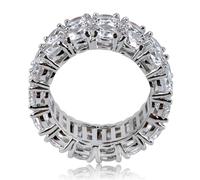 QSYJCCXD 14K Gold Double-Row Inlaid Moissanite Ring, Men's Hip-Hop Style Ring, A Dual Row Statement for Bold Personalities,Gifts for Dad