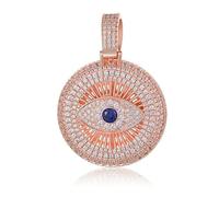 QSYJCCXD 14K Gold Evil Eye Moissanite Pendant Necklace, Sapphire Devil's Eye Charm, Lucky Gift for Women
