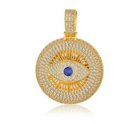 QSYJCCXD 14K Gold Evil Eye Moissanite Pendant Necklace, Sapphire Devil's Eye Charm, Lucky Gift for Women