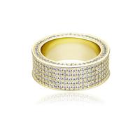 QSYJCCXD 14K Gold Five-Row Inlaid Mossanite Ring, Men's Hip-Hop Ring, Five Rows of Unmatched Brilliance for Him,Father's Day Gift
