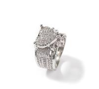 QSYJCCXD 14K Gold Heart-Shaped Commitment Ring for Men, Luxurious Pave Halo Moissanite Design,Dainty Gift for Him