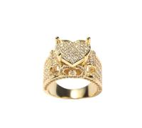 QSYJCCXD 14K Gold Heart-Shaped Commitment Ring for Men, Luxurious Pave Halo Moissanite Design,Dainty Gift for Him