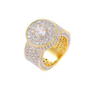 QSYJCCXD 14K Gold Men's Large Rings with Stunning Moissanite, Bold and Luxurious Ring, Gift for Everyday Wear or Special Occasions