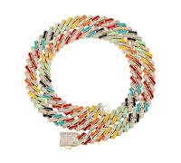 QSYJCCXD 14K Gold Over 925 Silver 10mm Enamel Necklace, Moissanite Hip-Hop Style Cuban Chain, Perfect for Urban Trendsetters or Memorable Celebrations,Fathers Day From Son