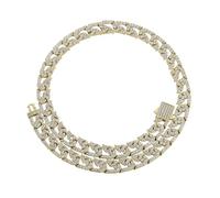 QSYJCCXD 14K Gold Over 925 Silver 10mm Hip-Hop Necklace, Densely Set Moissanite Cuban Neck Chain, A Trendy Gift for Music Lovers or Those Embracing Bold Styles,Father's Day Gifts for Dad