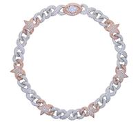 QSYJCCXD 14K Gold Over 925 Silver Cuban Chain for Men with Starry-Eyed Moissanite Pendant - Hip-Hop Dual-Toned Luxury. The Ultimate Gift for the Man Who Stands Out in Every Crowd,Gifts for Dad