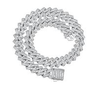 QSYJCCXD 14K Gold Over 925 Silver Emerald Cut Micro-Inlaid Mossanite Jewelry, Hip-Hop Style Men's Cuban Link Necklace, Unrivaled Sparkle for the Bold and Brave,Fathers Day From Wife