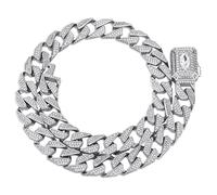 QSYJCCXD 14K Gold Over 925 Silver Micro-Inlaid Marquise Cut Mossanite Jewelry, 13mm Trapezoid Cuban Link Necklace, A Luxurious Statement for the Style Connoisseur,Fathers Day From Wife