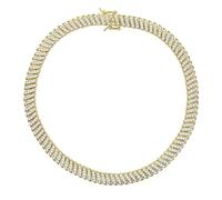 QSYJCCXD 14K Gold Over 925 Silver Opulent 10mm Fully-Set Diamond Moissanite Tennis Necklace,Moissanite tennis chain necklace，A Statement of Luxury and Elegance for Glamorous Events