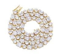 QSYJCCXD 14K Gold Over 925 Silver Round Cut Radiant Cut Mossanite Jewelry, Pink Crystal Hip-Hop Tennis Necklace, A Fusion of Elegance and Modernity