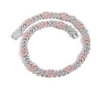 QSYJCCXD 14K Gold Over S925 15mm Pig Nose Cuban Chain Necklace for Men, Double Row Moissanite, Essential Hip-Hop Bling