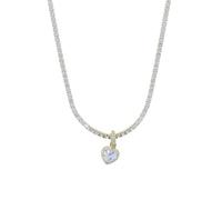 QSYJCCXD 14K Gold Over S925 3mm Tennis Chain - Heart-Cut Moissanite Pendant. A Dainty Gift for the Romantic at Heart