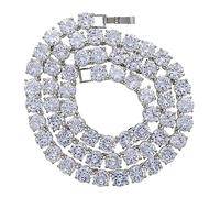 QSYJCCXD 14K Gold Over S925 8mm Moissanite Tennis Necklace, Sleek Hip-Hop Style Jewelry, Dazzling Unisex Accessory for Fashion Enthusiasts,Dad Gifts