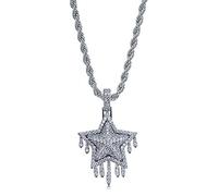 QSYJCCXD 14K Gold Over S925 Five-Pointed Star Pendant, Densely Set Moissanite Necklace, A Stellar Choice for Celebrating Achievements or Birthdays,Fathers Day From Daughter