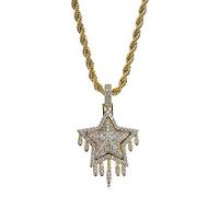 QSYJCCXD 14K Gold Over S925 Five-Pointed Star Pendant, Densely Set Moissanite Necklace, A Stellar Choice for Celebrating Achievements or Birthdays,Fathers Day From Daughter