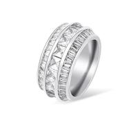 QSYJCCXD 14K Gold Radiant Cut Emerald Cut Ring, Three-Row Inlaid Mossanite Men's Hip-Hop Ring, Triple the Charm, Triple the Wow,Father's Day Gifts for Dad