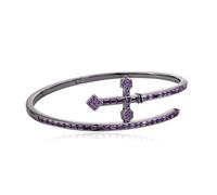 QSYJCCXD 14K Gold Sword and Cross Design Bracelet, Mossanite Bangle, A Striking Symbol of Faith and Strength,Best Day Gift