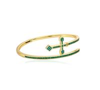 QSYJCCXD 14K Gold Sword and Cross Design Bracelet, Mossanite Bangle, A Striking Symbol of Faith and Strength,Best Day Gift