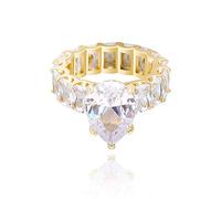 QSYJCCXD 14K Gold Teardrop Shape Ring, Pear Cut Radiant Cut Moissanite Ring, A Sparkling Tear of Joy for Celebrated Moments