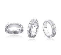 QSYJCCXD 14K Gold Three-Row Densely Set Mossanite Eternity Ring, Hip-Hop Style Ring, An Eternity of Style, Perfect for Modern Lovers,Fathers Day From Daughter