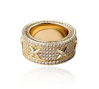 QSYJCCXD 14K Gold Vintage Square Star Ring, Densely Set Moissanite Hip-Hop Ring, A Retro-Chic Choice for Special Events or Parties,Gifts for Dad